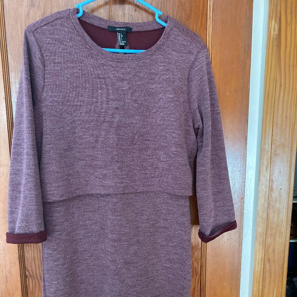 NWOT Forever 21 Purple Knit Dress - Layered, Backless Design